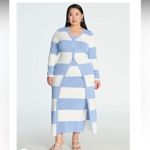 Eloquii Long Striped Cardigan
